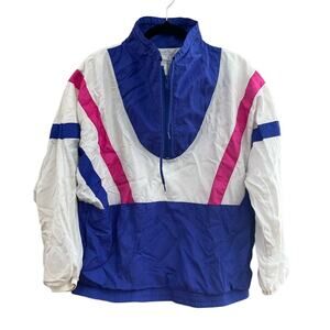 Vintage Blue and White Jacket with Pink Accents